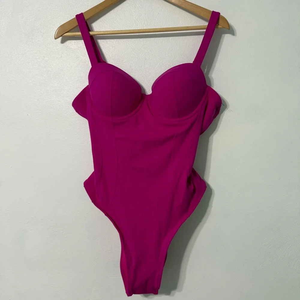 TA3 Brazilian Lifty Shaping Fuchsia Lace-Up One Piece Swimsuit - Picture 2 of 8